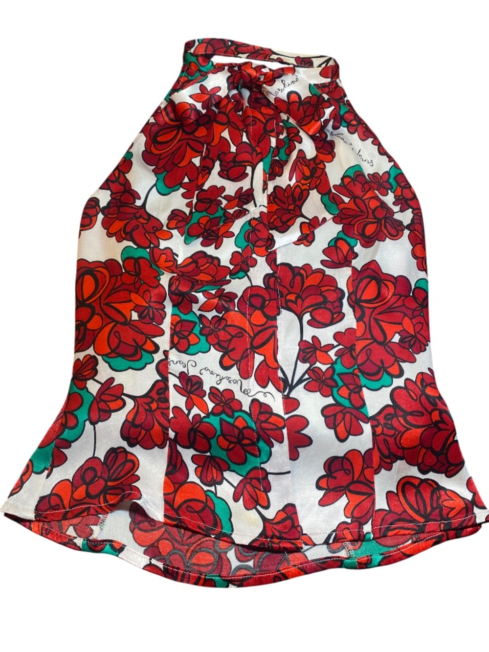 Moschino Jeans Vintage Y2K Floral Halter Top Scarf Hem IT 42 Fits Like US 4